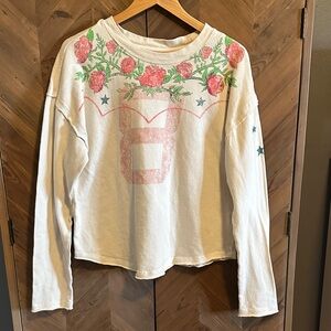 We The Free White Long Sleeve Tee with Floral Design